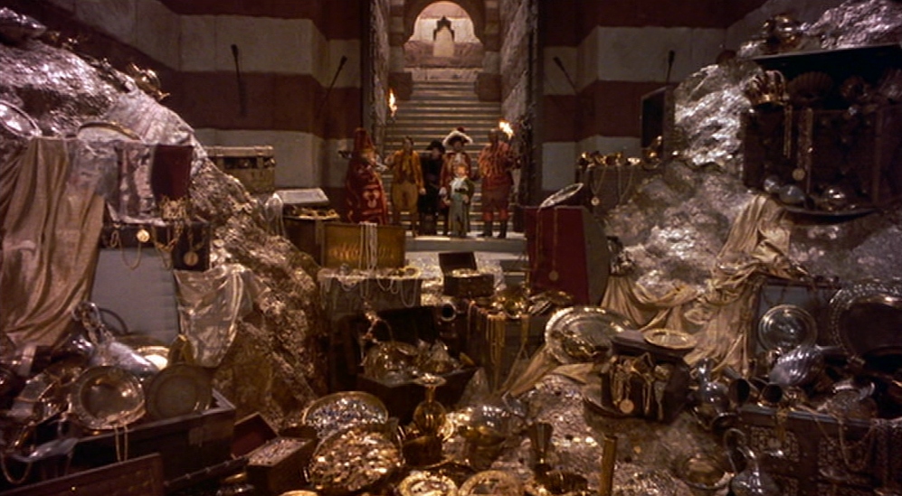 room full of gold and treasure; Baron Munchausen