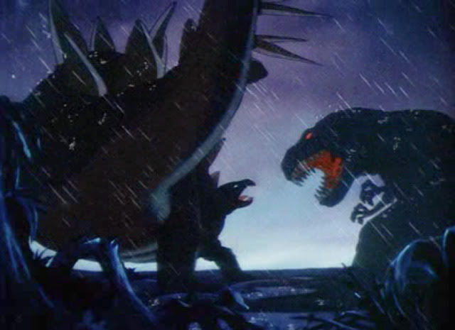 stegosaurus and tyrannosaurus threatening; Fantasia 