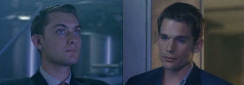 two white men; Jude Law and Ethan Hawke in Gattaca