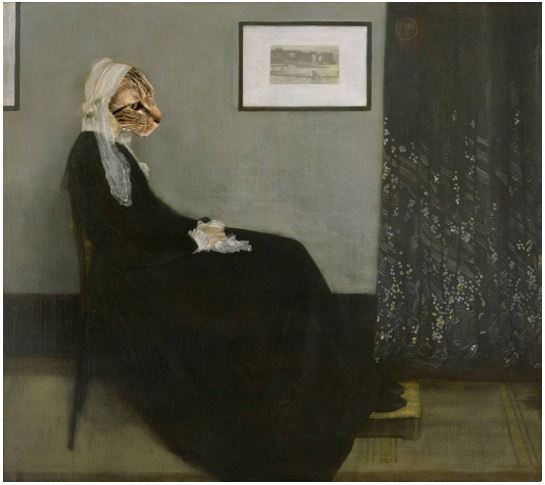Whistler's Mother but with a brown cat's face